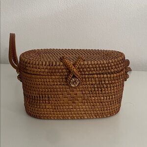 Brown Woven Rattan Bag